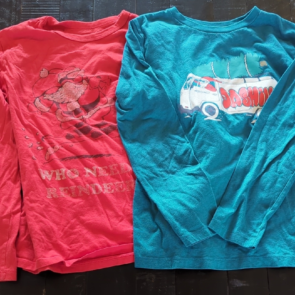 Kids Red and Teal Long Sleeve Shirts